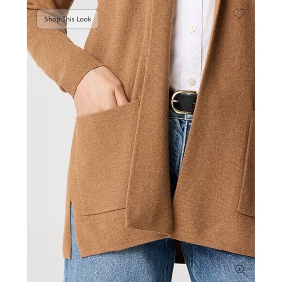 J.Crew Chelsea Open Front Cardigan Sweater Blazer Knit Htr Camel Women's Large - Picture 6 of 13